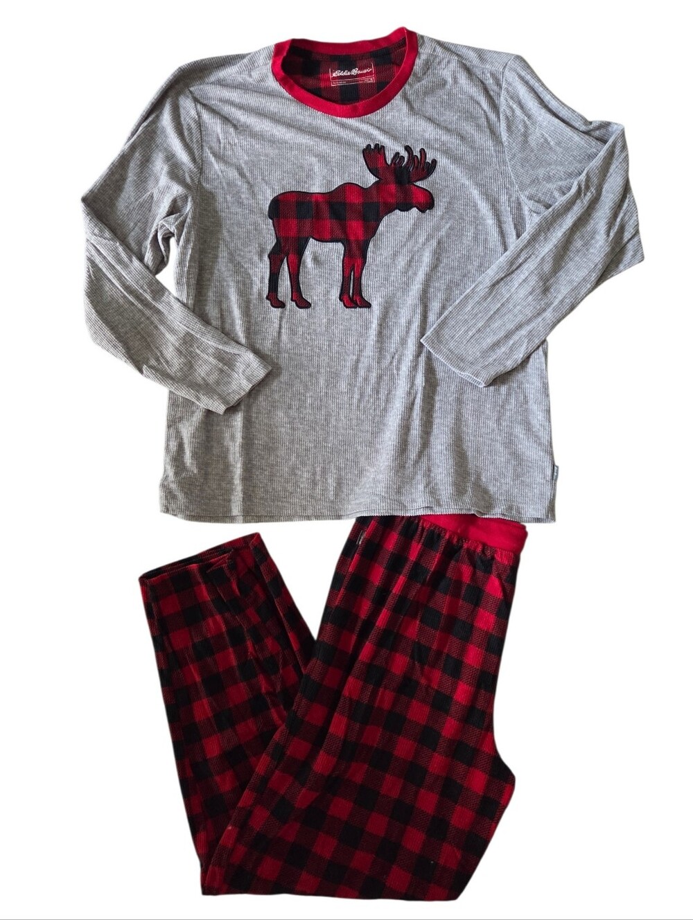 EDDIE BAUER Holiday Moose Plaid Pajama Set Women’s Small Cozy Loungewear - Picture 7 of 12